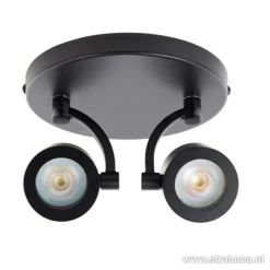 Straluma Moderne plafondspot mat zwart 2-lichts><noscript><img width=