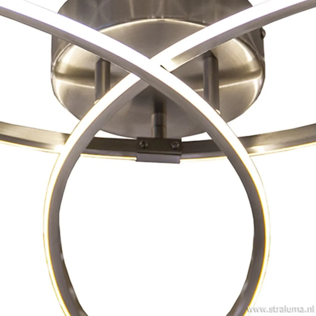 Straluma Moderne plafonnière nikkel met LED> Plafondlampen|Plafonnières