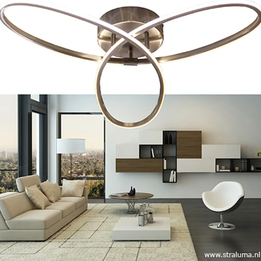 Straluma Moderne plafonnière nikkel met LED> Plafondlampen|Plafonnières