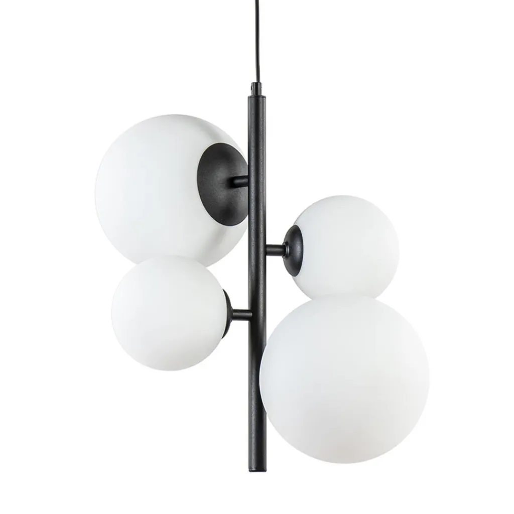 Straluma Moderne retro hanglamp zwart met witte bollen> Halverlichting|Eetkamerverlichting