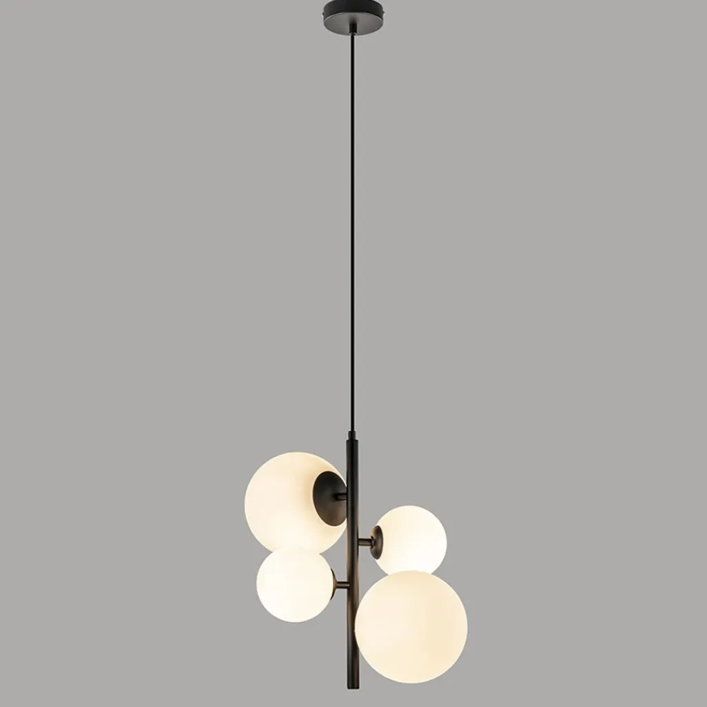 Straluma Moderne retro hanglamp zwart met witte bollen> Halverlichting|Eetkamerverlichting