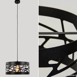 Straluma Moderne ronde hanglamp zwart metaal><noscript><img width=