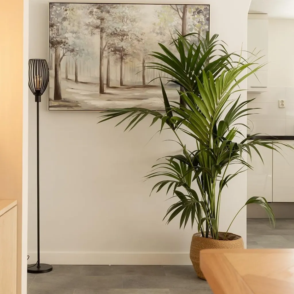 Straluma Moderne staande lamp met draad kap mat zwart> Draadlampen|Woonkamerlampen