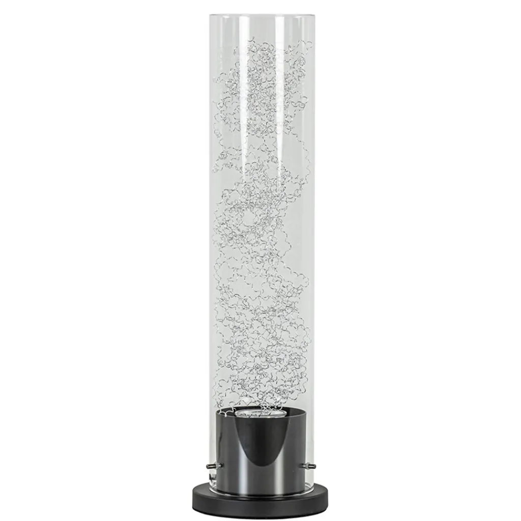 Straluma Moderne tafellamp cilinder helder glas met zwart en zilver> Slaapkamerlampen|Halverlichting