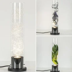 Straluma Moderne tafellamp cilinder helder glas met zwart en zilver><noscript><img width=