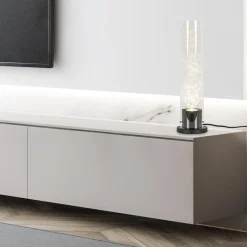 Straluma Moderne tafellamp cilinder helder glas met zwart en zilver><noscript><img width=