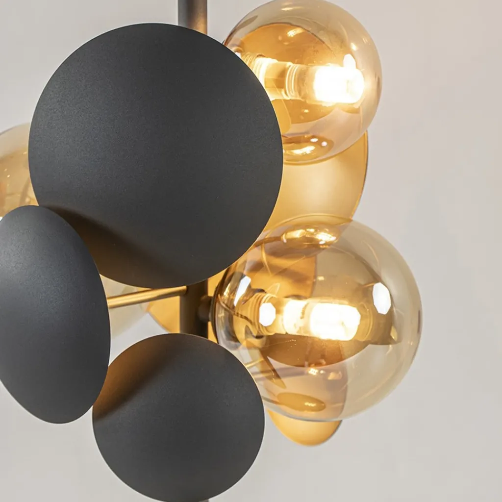 Straluma Moderne tafellamp grijs/goud + amber glas> Tafellampen|Design Verlichting
