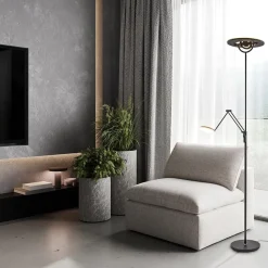 Straluma Moderne uplighter mat zwart met verstelbare leesarm><noscript><img width=