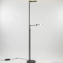 Straluma Moderne uplighter/leeslamp zwart met smoke glas> Vloerlampen|Leeslampen