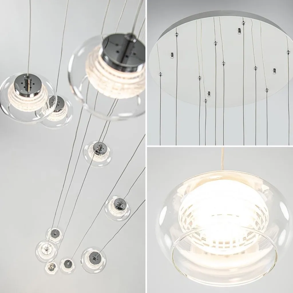 Straluma Moderne videlamp chroom met helder glas incl LED> Hanglampen|Videverlichting