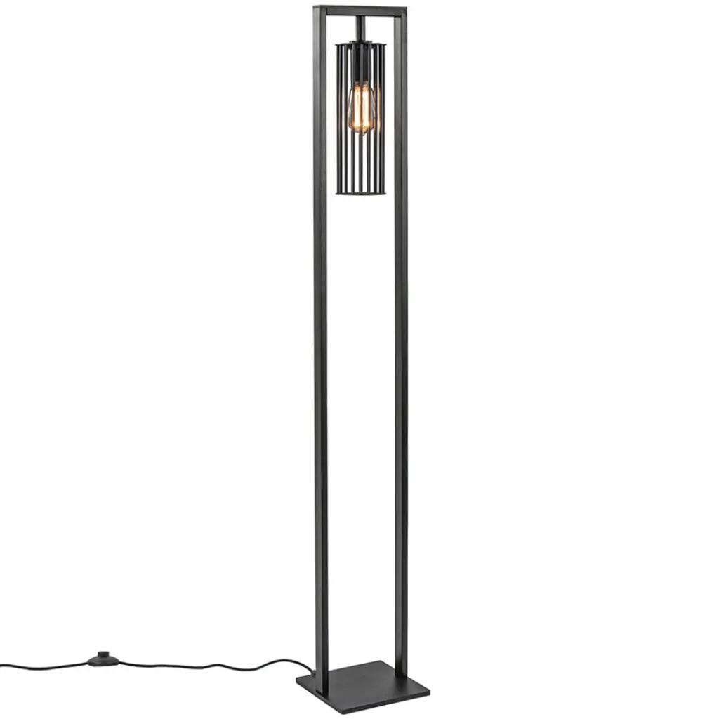 Straluma Moderne vloerlamp mat zwart metaal> Vloerlampen|Industriële Verlichting