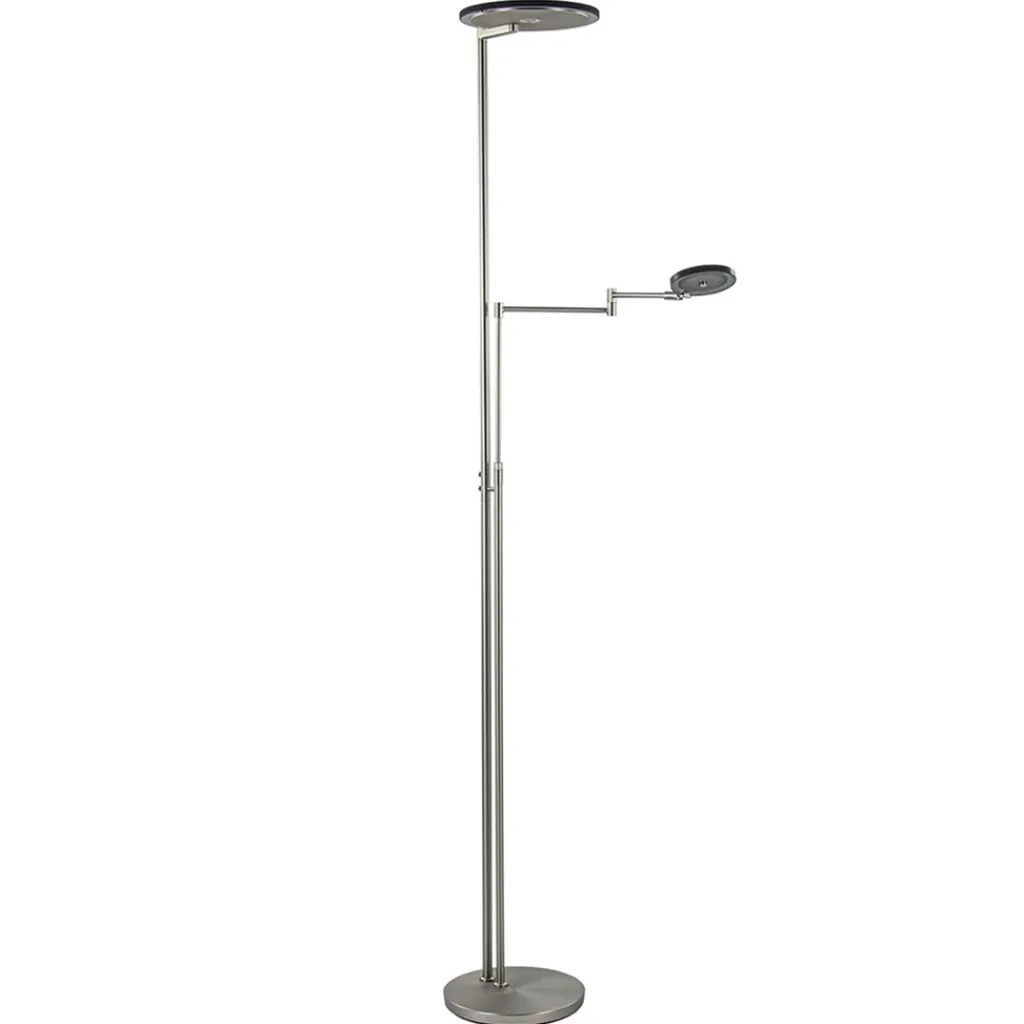 Straluma Moderne vloerlamp uplighter staal met smoke glas> Vloerlampen|Leeslampen