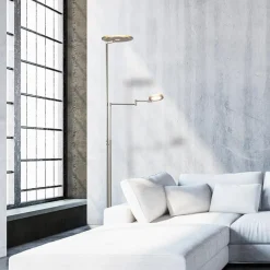 Straluma Moderne vloerlamp uplighter staal met smoke glas><noscript><img width=