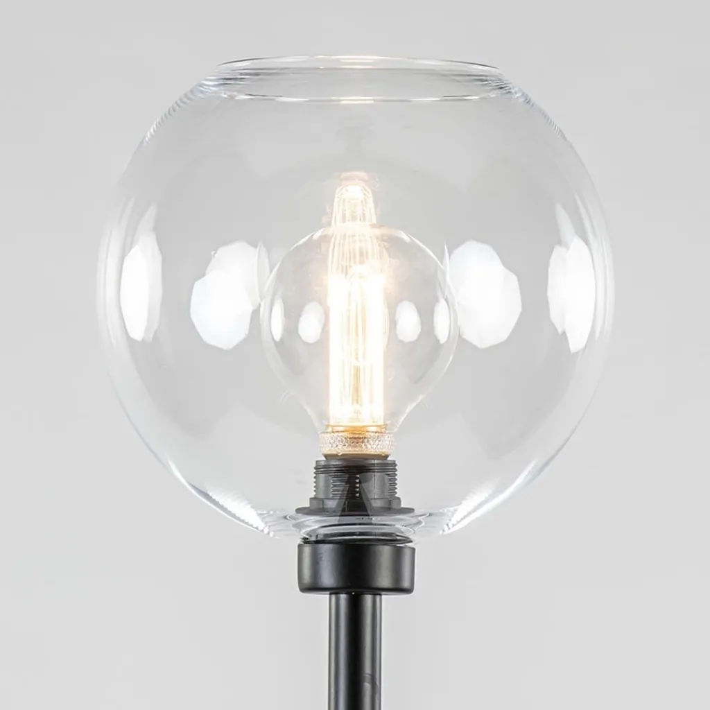 Straluma Moderne vloerlamp zwart met helder glazen kap> Vloerlampen|Landelijke Verlichting