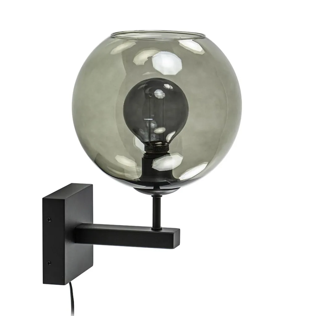Straluma Moderne wandlamp met smoke glazen bol incl. snoer> Halverlichting|Wandlampen