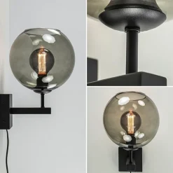 Straluma Moderne wandlamp met smoke glazen bol incl. snoer><noscript><img width=