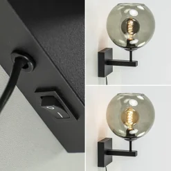 Straluma Moderne wandlamp met smoke glazen bol incl. snoer><noscript><img width=