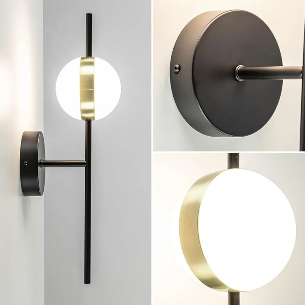 Straluma Moderne wandlamp zwart met witte bol incl LED> Wandlampen|LED Wandlampen