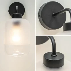 Straluma Moderne wandlamp zwart met helder/mat glas><noscript><img width=