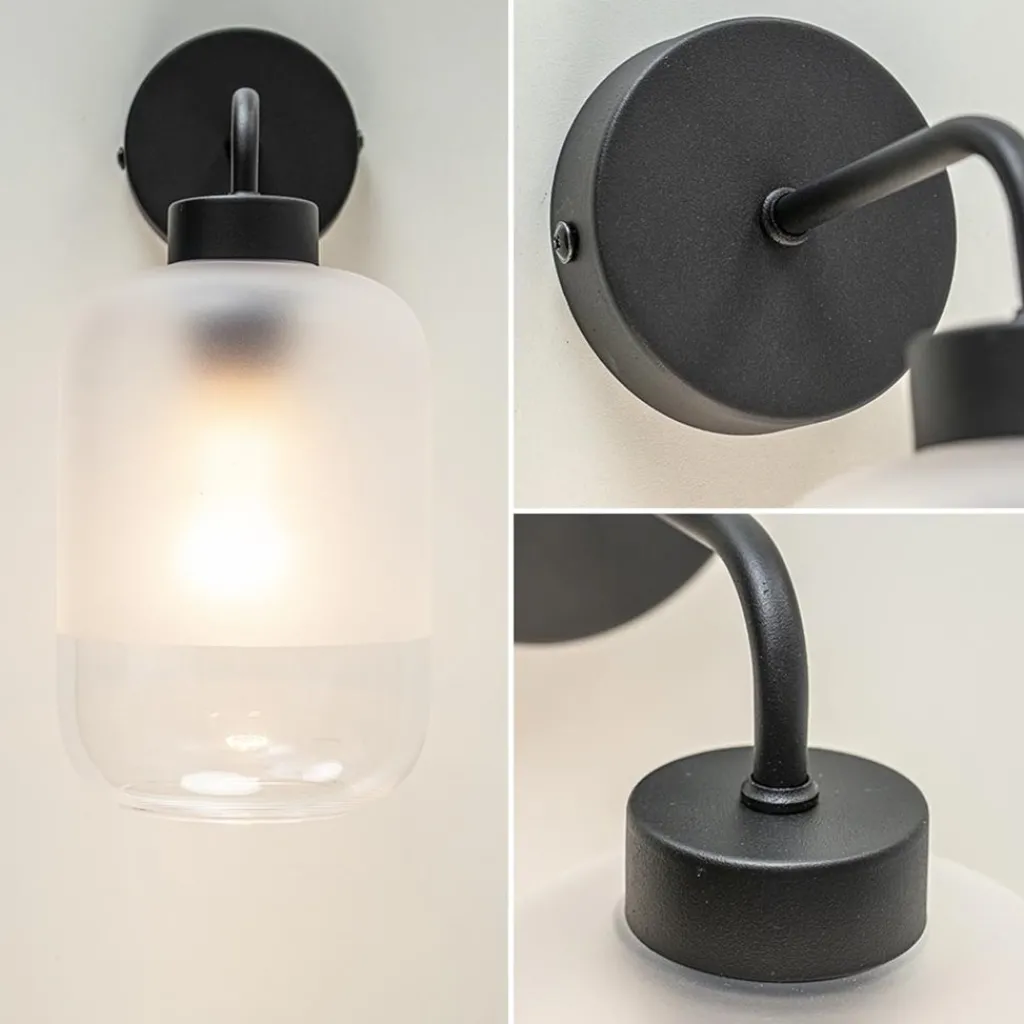 Straluma Moderne wandlamp zwart met helder/mat glas> Wandlampen|Scandinavische Verlichting