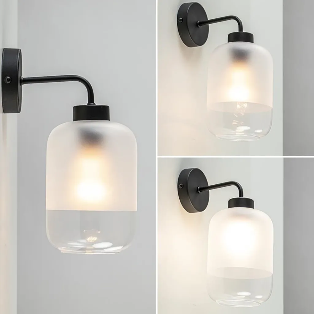 Straluma Moderne wandlamp zwart met helder/mat glas> Wandlampen|Scandinavische Verlichting