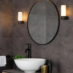 Straluma Moderne wandlamp zwart met opaal glas IP44><noscript><img width=