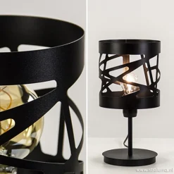 Straluma Moderne zwarte tafellamp rond metaal><noscript><img width=