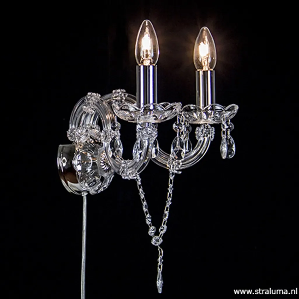 Straluma Mooie wandlamp Maria Theresa 2-lichts> Bedlampjes|Woonkamerlampen