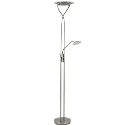 Straluma Nikkel vloerlamp met LED uplighter en leeslamp> Vloerlampen|Leeslampen