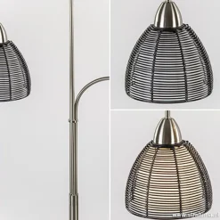 Straluma Nikkel vloerlamp met zwarte draad kapjes><noscript><img width=