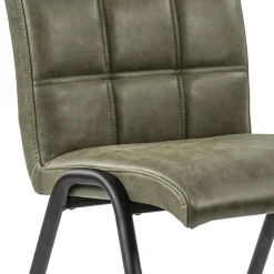 Straluma Olijf groene eettafelstoel leder met zwarte pootjes><noscript><img width=