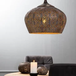 Straluma Oosterse hanglamp Emine bruin/goud metaal><noscript><img width=