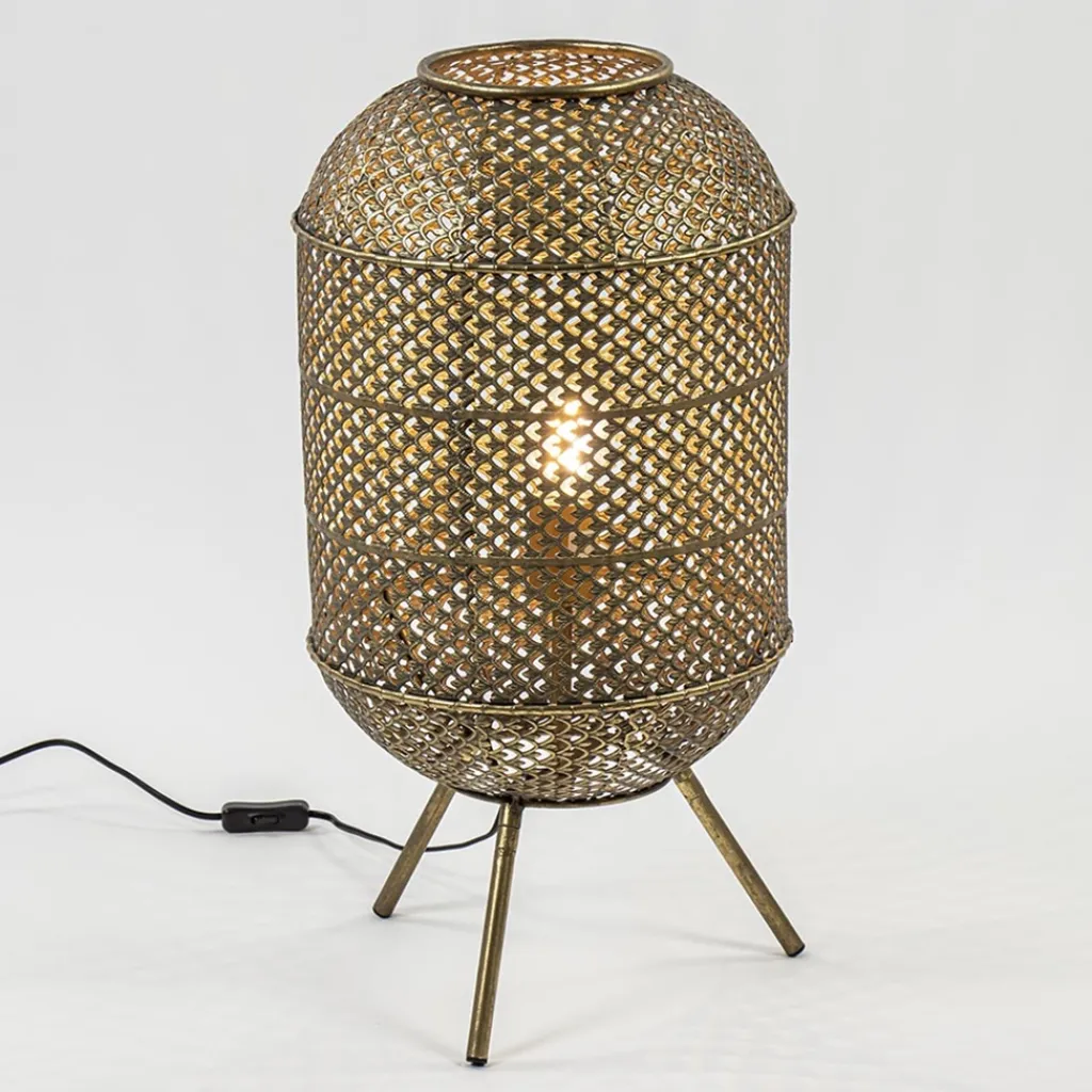 Straluma Oosterse vloer/tafellamp op pootjes goud> Tafellampen|Vloerlampen