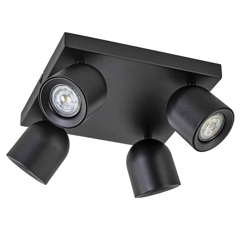 Straluma Opbouwspot 4-lichts vierkant zwart GU10> Plafondlampen|Opbouwspots