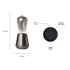 Straluma Oplaadbare tafellamp titanium met smoke lichtbron> Tafellampen|Woonkamerlampen