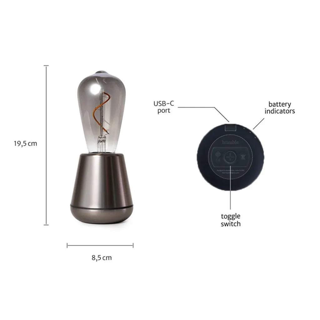 Straluma Oplaadbare tafellamp titanium met smoke lichtbron> Tafellampen|Woonkamerlampen