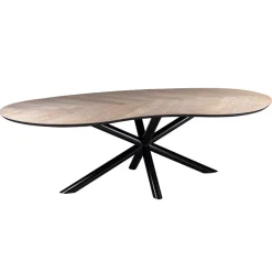 Straluma Organische eettafel eiken met zwarte poot en visgraat> Eettafels