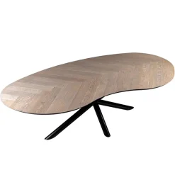 Straluma Organische eettafel eiken met zwarte poot en visgraat> Eettafels