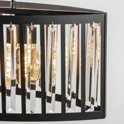 Straluma Ovale hanglamp mat zwart met facet geslepen glas><noscript><img width=