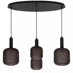 Straluma Ovale 4-lichts hanglamp zwart met mat zwart glas> Eettafellampen|Pendel Lampen