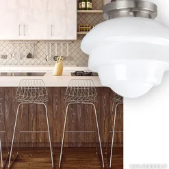 Straluma Plafondl. nikkel wit glas, keuken-hal><noscript><img width=