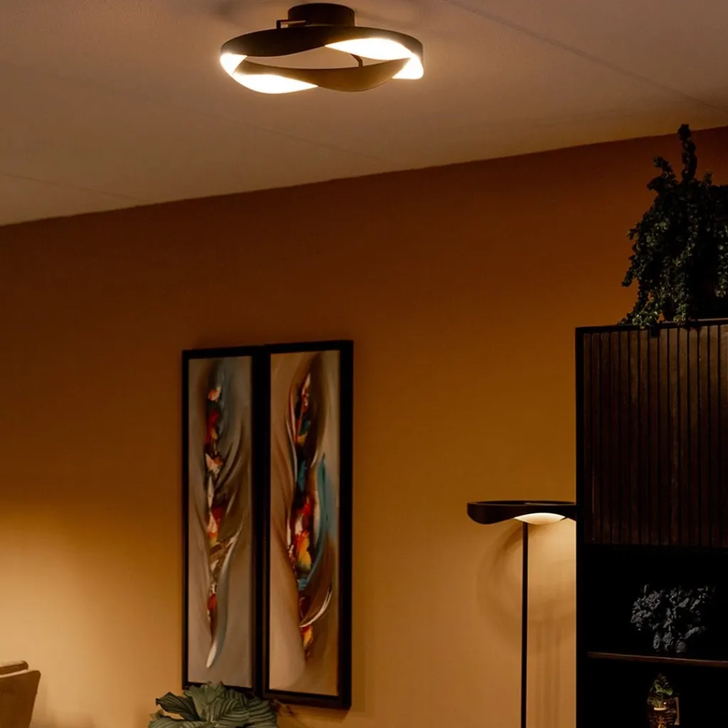 Straluma Plafondlamp Ascoli ring zwart/matgoud> Plafondlampen|Woonkamerlampen