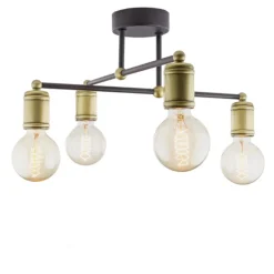 Straluma *Plafondlamp basic 4L e27 zwart/brons> Woonkamerlampen|Slaapkamerlampen