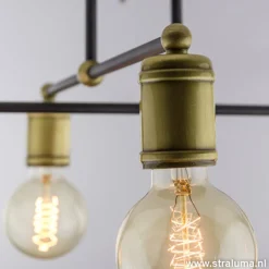 Straluma *Plafondlamp basic 4L e27 zwart/brons> Woonkamerlampen|Slaapkamerlampen