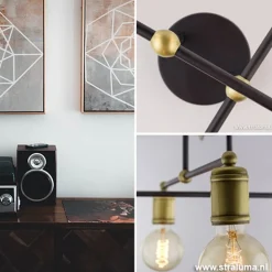 Straluma *Plafondlamp basic 4L e27 zwart/brons><noscript><img width=