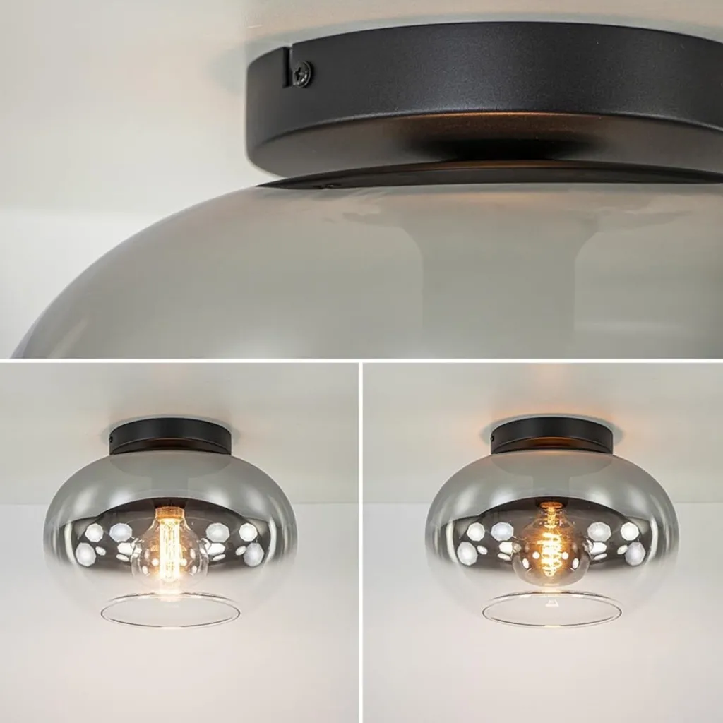 Straluma Plafondlamp Bellini zwart/smoke gradient glas> Plafondlampen|Retro Verlichting