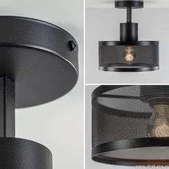 Straluma Plafondlamp cilinder geperforeerd zwart><noscript><img width=