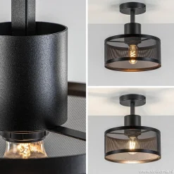 Straluma Plafondlamp cilinder geperforeerd zwart><noscript><img width=