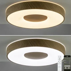 Straluma Plafondlamp Coin 50 hout + remote CCT><noscript><img width=