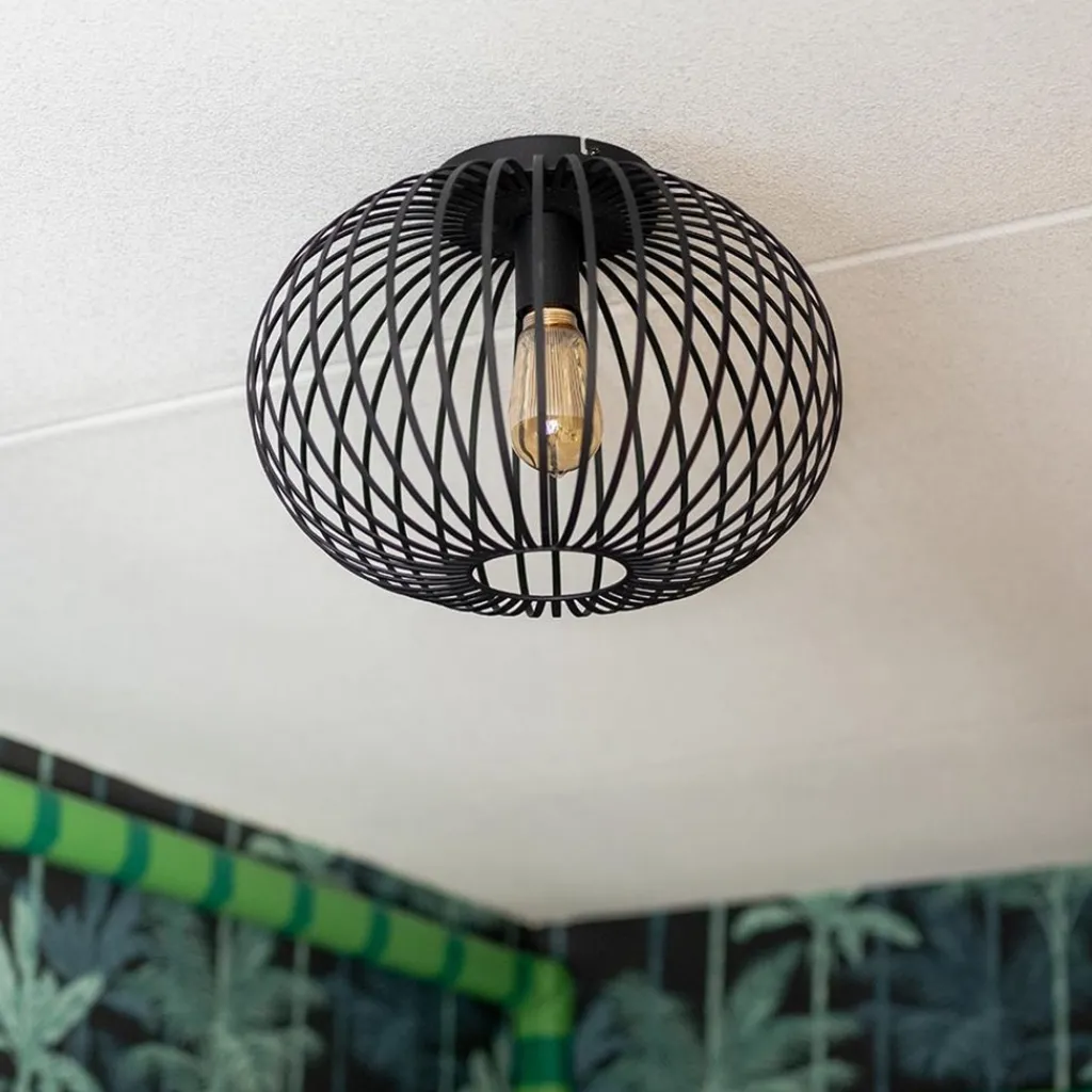 Straluma Plafondlamp donut draad zwart 40cm> Draadlampen|Woonkamerlampen